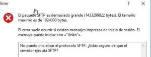 WinSCP Error Received too