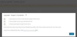 vcsa 8 completed upgrade